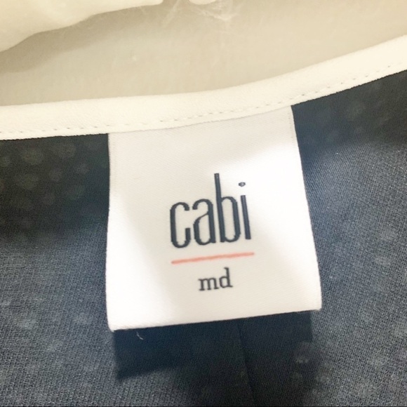 CABI DOMINO BLOUSE Black White Split Back Mesh - Picture 4 of 7